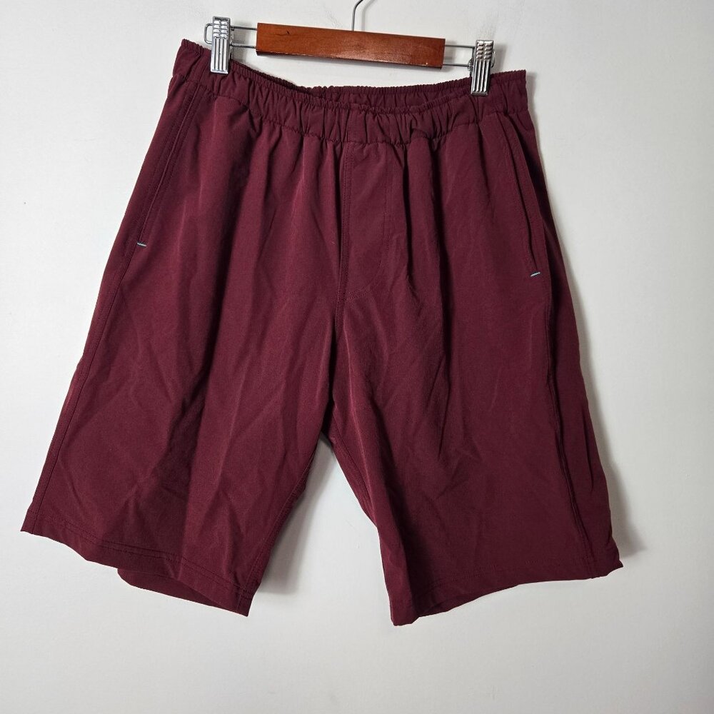 MYLES Men's Size M Long Everyday Athletic 10" Shorts Maroon Pull-On Nylon Blend